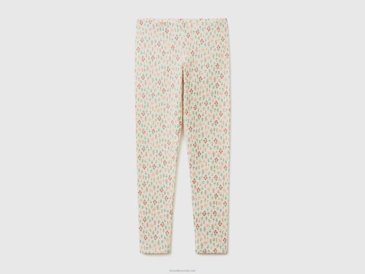 leggins con estampado estampado NHBF5384 Blanco crema niños Benetton