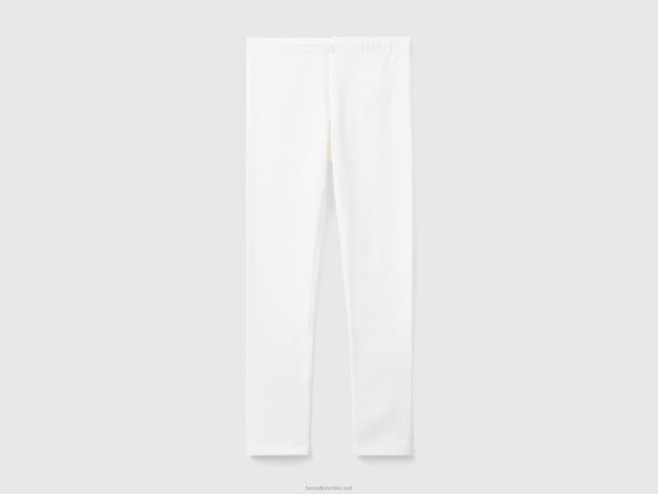 leggins de algodón elástico con logo NHBF5389 blanco niños Benetton