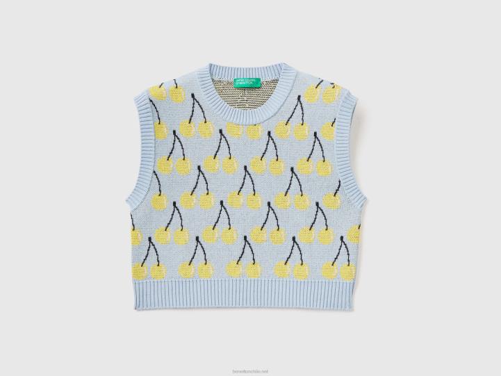 chaleco azul cielo con estampado de cerezas NHBF6091 cielo azul niños Benetton
