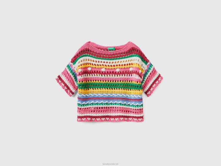 suéter con punto de ganchillo NHBF3423 multicolor niños Benetton