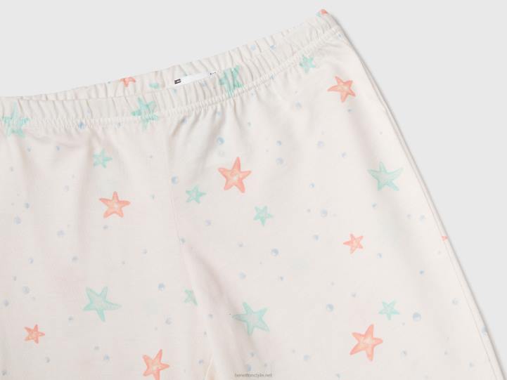 Pijama sirena 100% algodón NHBF2782 Blanco crema niños Benetton