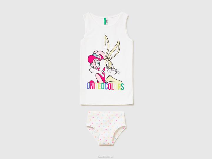 camiseta y ropa interior de bugs bunny y lola NHBF2780 blanco niños Benetton