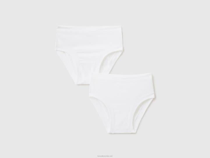 dos calzoncillos de algodón orgánico elástico NHBF5529 blanco niños Benetton