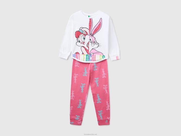 pijama largo bugs bunny & lola NHBF2776 blanco niños Benetton