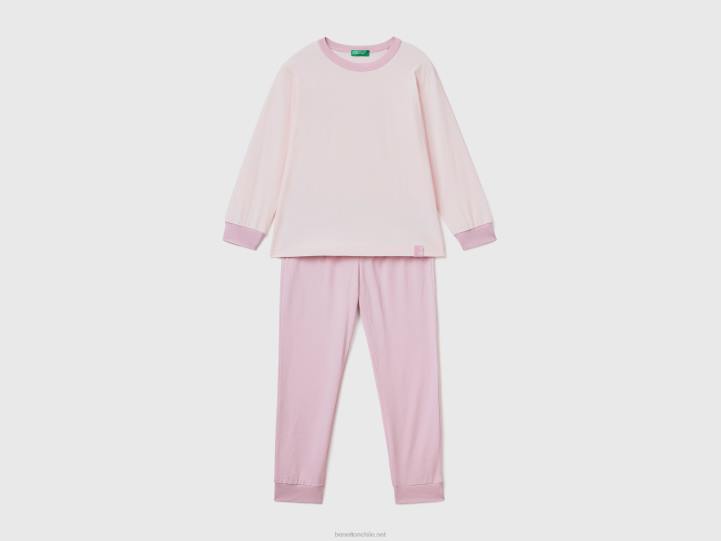 pijama slim fit 100% algodón NHBF2022 rosa pastel niños Benetton