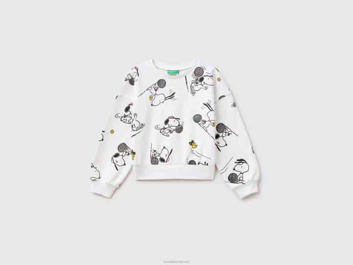 sudadera cálida con estampado de cacahuetes NHBF5315 blanco niños Benetton