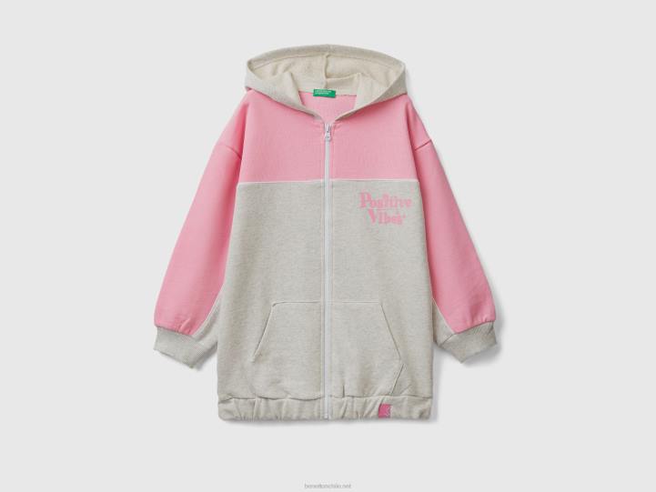sudadera con capucha extragrande con estampado NHBF2540 gris claro niños Benetton