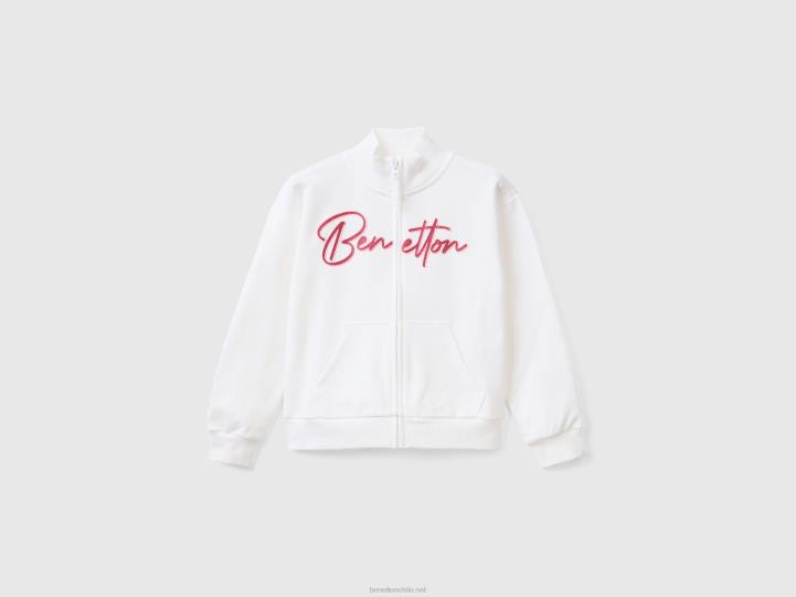 sudadera con cremallera y cuello NHBF5345 blanco niños Benetton