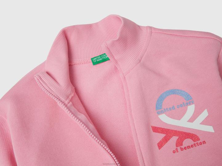 sudadera con cremallera y cuello NHBF5359 rosa niños Benetton
