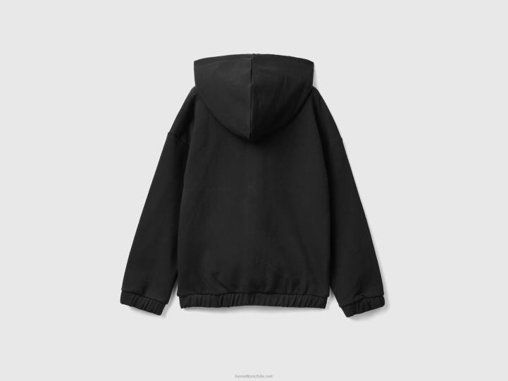 sudadera con cremallera y logo bordado NHBF2509 negro niños Benetton