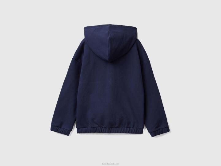 sudadera con cremallera y logo bordado NHBF2542 azul oscuro niños Benetton