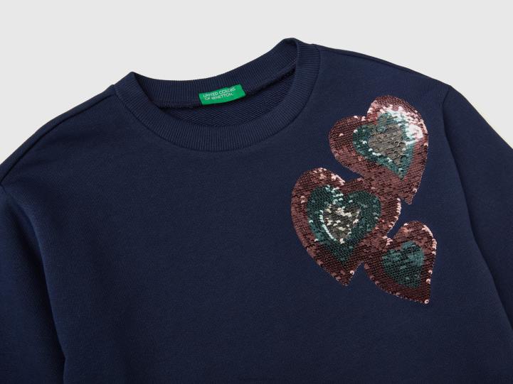 sudadera con lentejuelas reversibles NHBF2536 azul oscuro niños Benetton