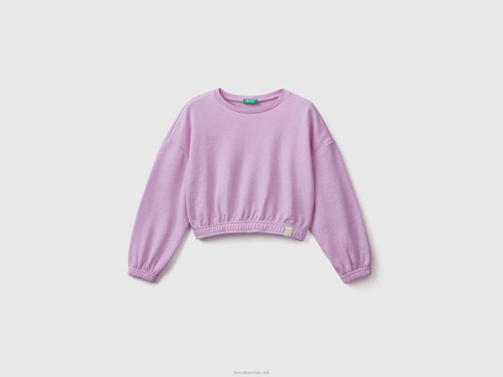 sudadera cropped de tejido reciclado NHBF5344 lila niños Benetton