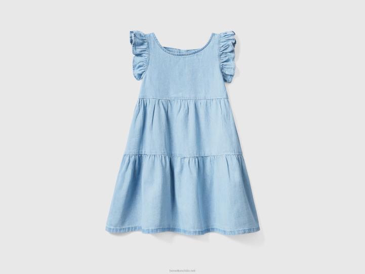 vestido con volantes y volantes NHBF2572 cielo azul niños Benetton