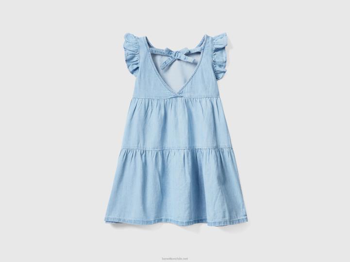 vestido con volantes y volantes NHBF2572 cielo azul niños Benetton