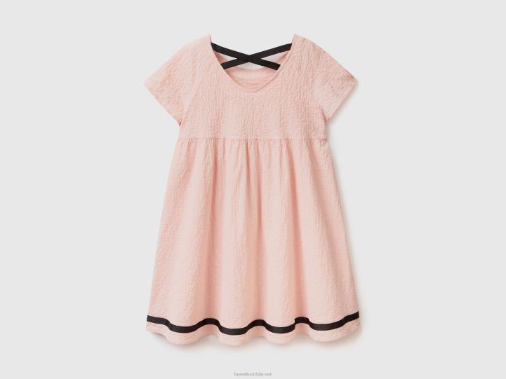 vestido corto de algodón elástico NHBF2569 Rosa suave niños Benetton