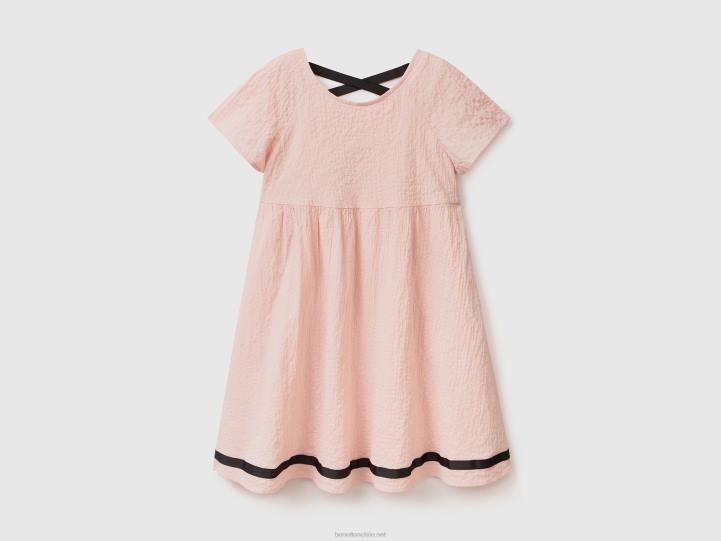 vestido corto de algodón elástico NHBF5363 Rosa suave niños Benetton