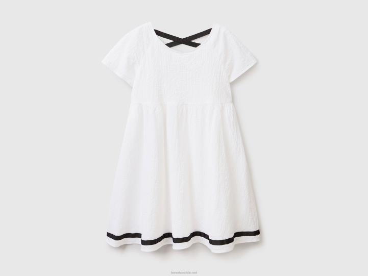 vestido corto de algodón elástico NHBF5368 blanco niños Benetton
