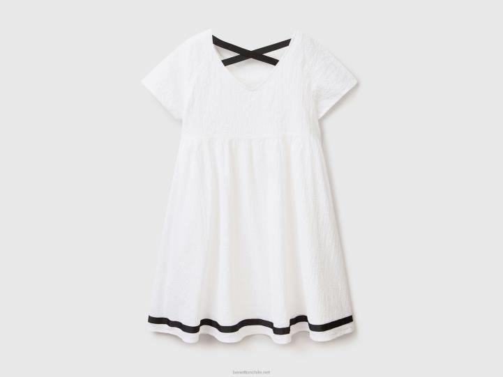 vestido corto de algodón elástico NHBF5368 blanco niños Benetton