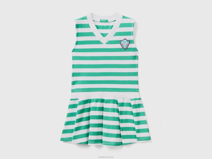 vestido sin mangas a rayas NHBF2566 verde niños Benetton