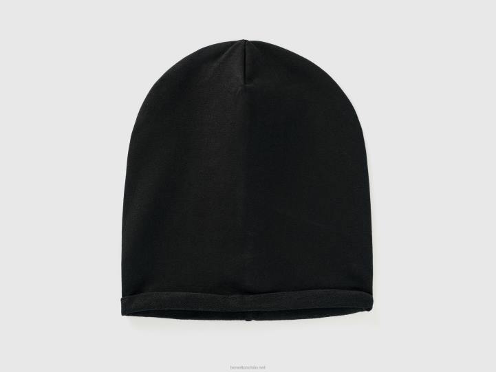 gorro de algodón elástico NHBF2080 negro niños Benetton