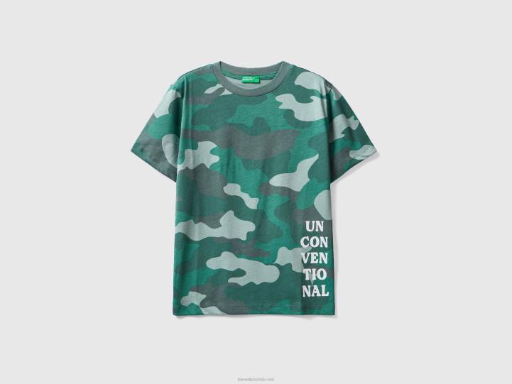 Camiseta 100% algodón con estampado NHBF1738 verde niños Benetton