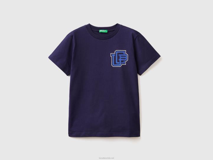 Camiseta 100% algodón orgánico NHBF1672 azul oscuro niños Benetton