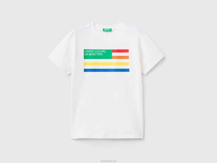 Camiseta 100% algodón orgánico NHBF1745 blanco niños Benetton