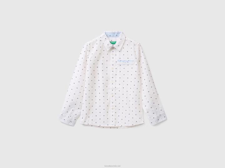 camisa con microestampado NHBF1690 blanco niños Benetton