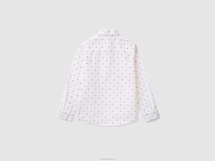 camisa con microestampado NHBF1690 blanco niños Benetton
