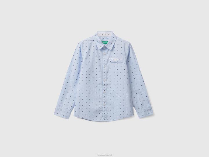 camisa con microestampado NHBF1792 cielo azul niños Benetton