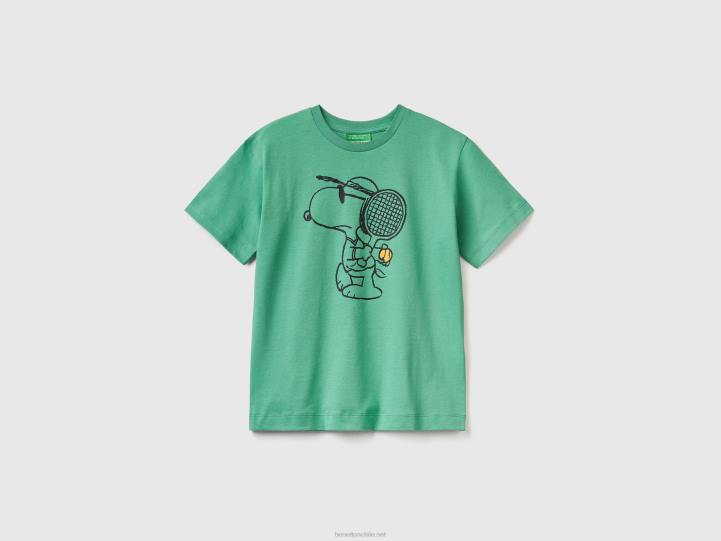 camiseta con estampado de cacahuetes NHBF1723 verde niños Benetton