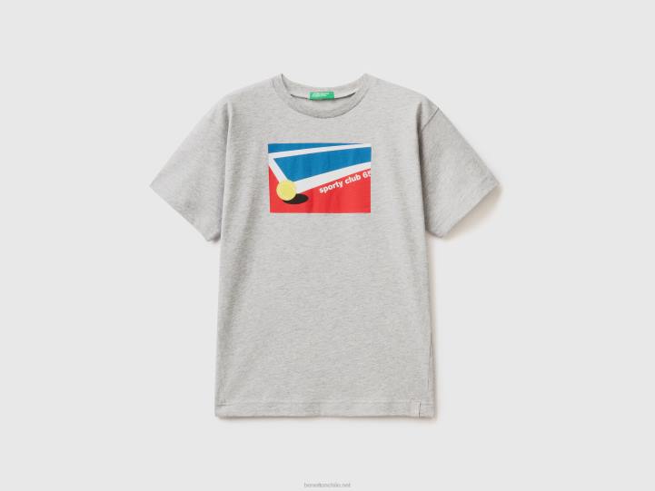 camiseta con estampado de tenis NHBF1790 gris claro niños Benetton