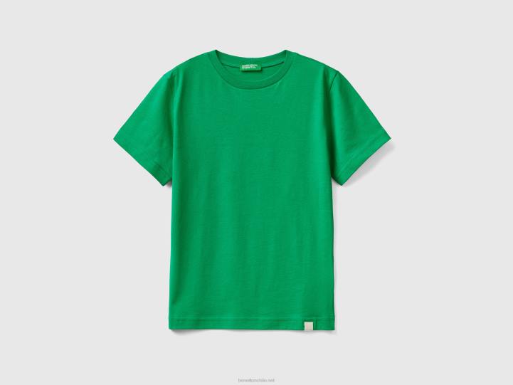 camiseta de algodón orgánico NHBF1709 verde niños Benetton