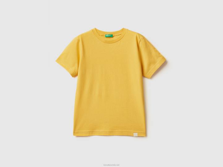 camiseta de algodón orgánico NHBF1781 amarillo niños Benetton
