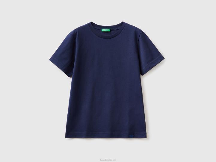 camiseta de algodón orgánico NHBF4822 azul oscuro niños Benetton