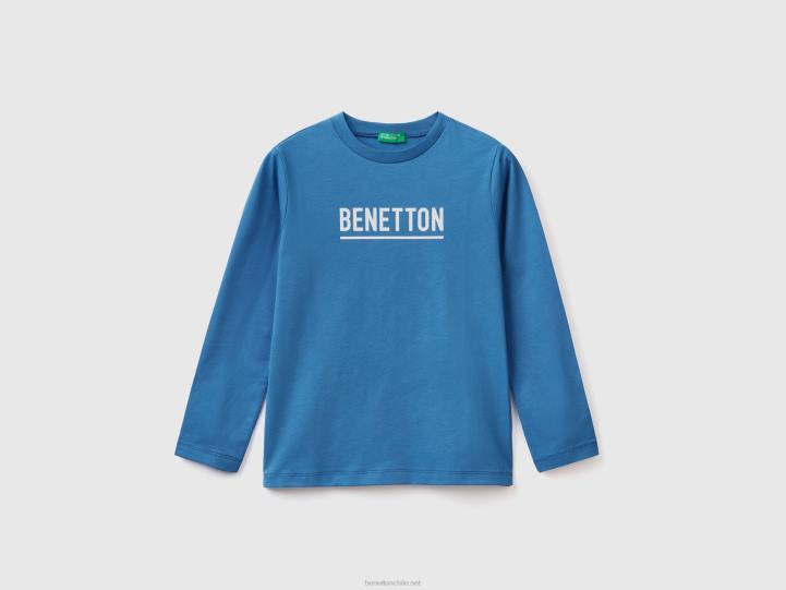 camiseta de manga larga con logo NHBF4765 azul brillante niños Benetton