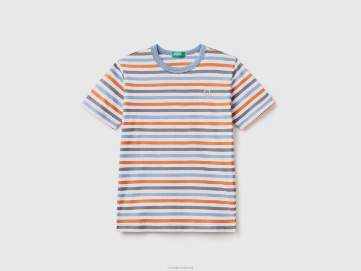 camiseta de rayas 100% algodón NHBF1683 multicolor niños Benetton