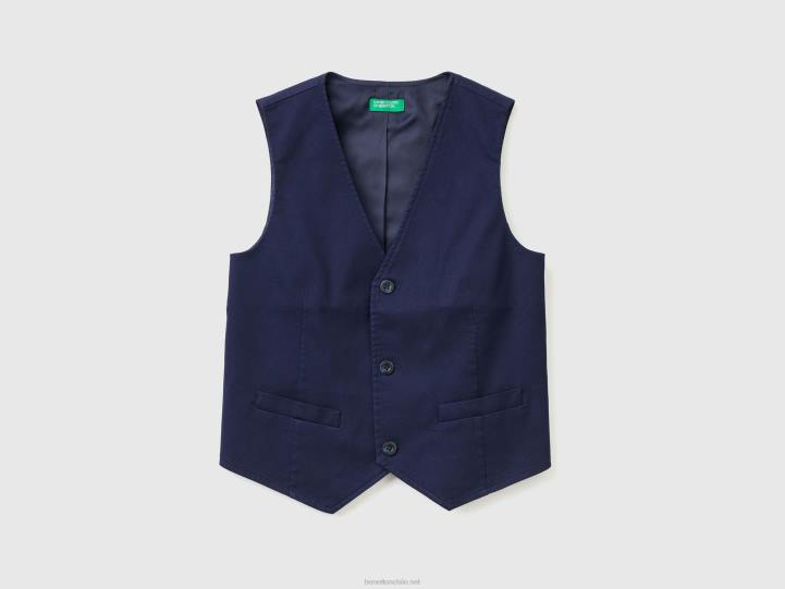 chaleco forrado con botones NHBF4749 azul oscuro niños Benetton