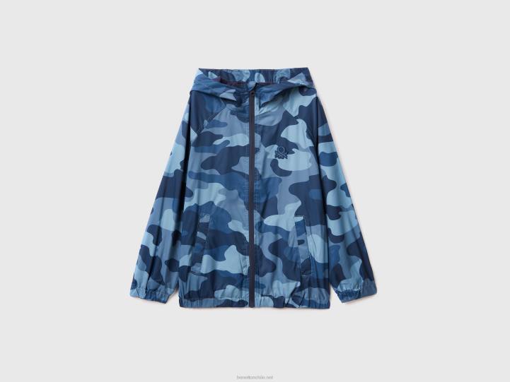 chamarra estampada "rain defender" NHBF4737 azul niños Benetton