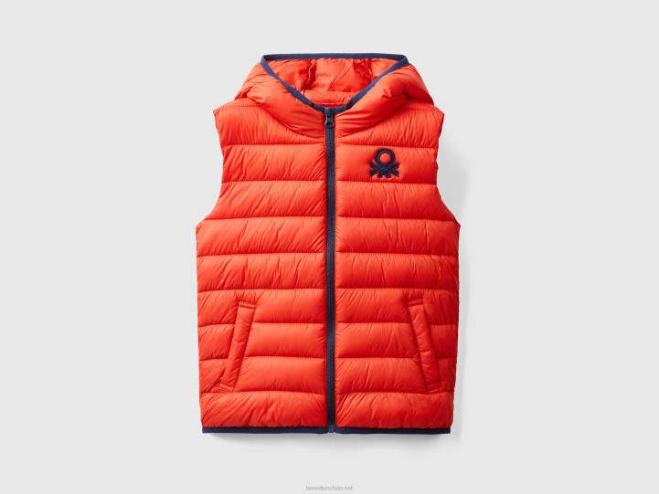 chaqueta acolchada con capucha NHBF1629 rojo niños Benetton