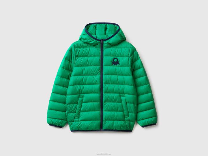 chaqueta acolchada con capucha NHBF1634 verde niños Benetton