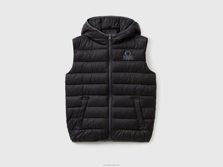 chaqueta acolchada con capucha NHBF1645 negro niños Benetton