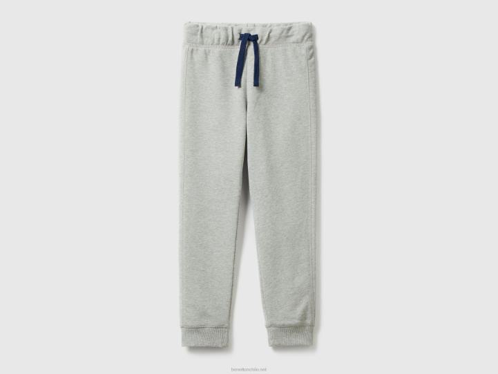 Pantalones de chándal 100% algodón NHBF1947 gris claro niños Benetton