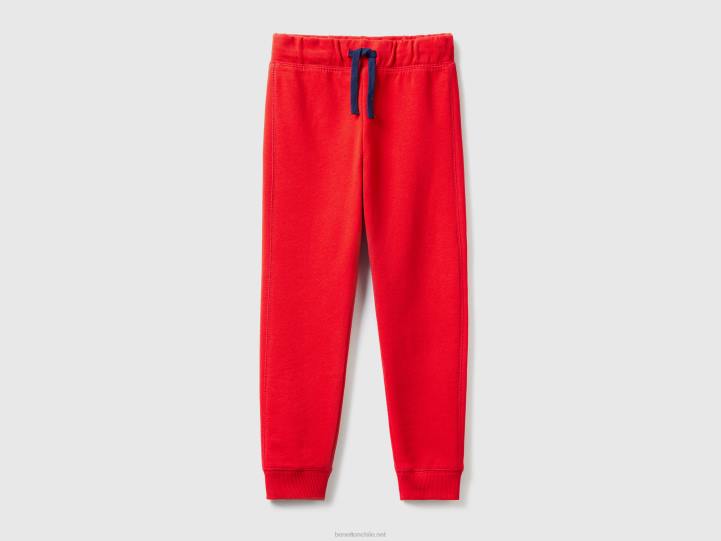 Pantalones de chándal 100% algodón NHBF4917 rojo niños Benetton