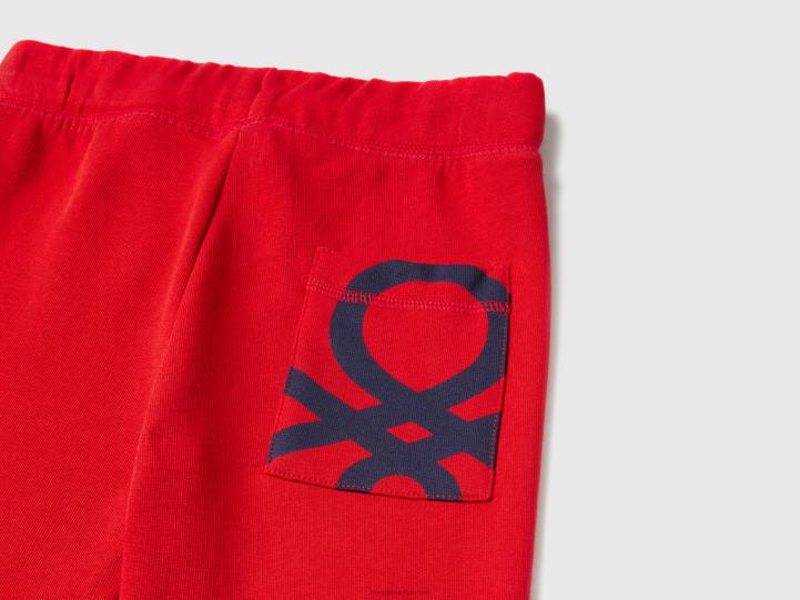 Pantalones de chándal 100% algodón NHBF4917 rojo niños Benetton