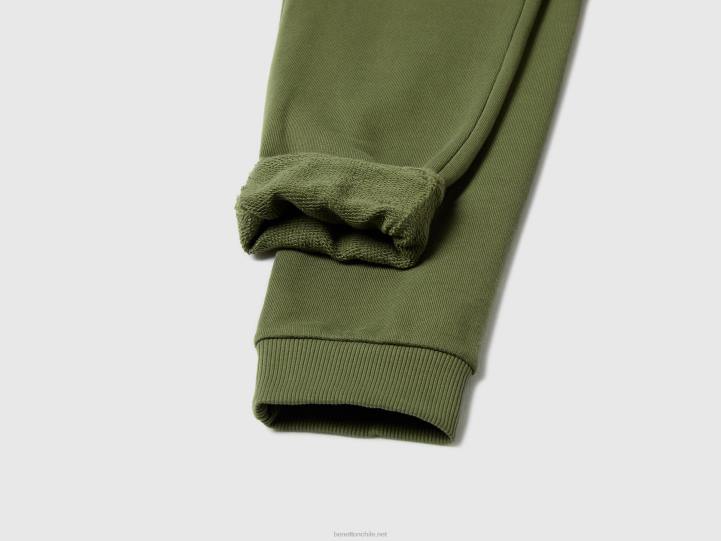 Pantalones de chándal 100% algodón NHBF4919 verde militar niños Benetton