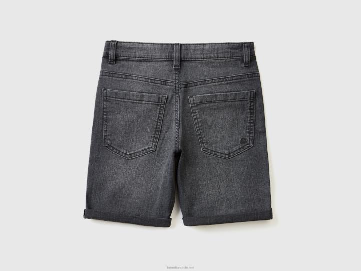 bermudas slim fit en denim "eco-recycle" NHBF1999 negro niños Benetton