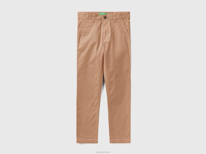 chinos slim fit de algodón elástico NHBF1992 camello niños Benetton