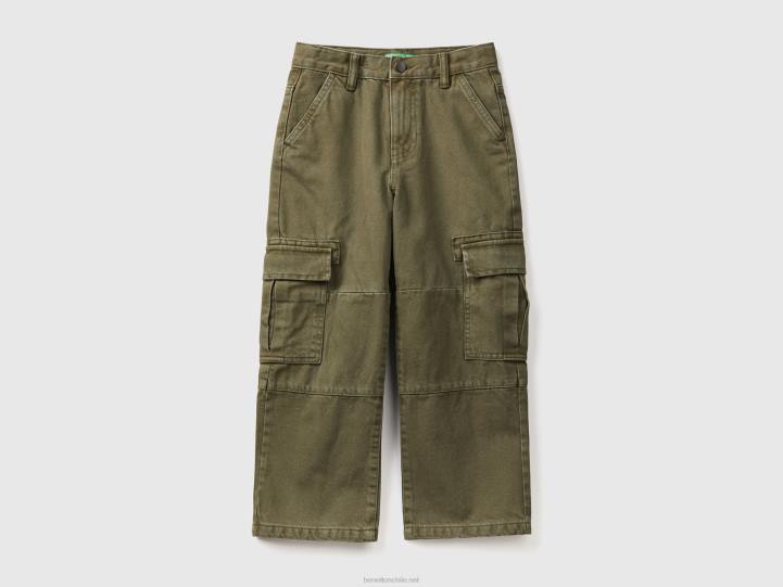 pantalones cargo holgados NHBF1977 verde militar niños Benetton